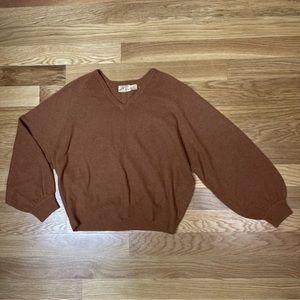 Vtg 70's JH collectibles Women’s Rust Lambswool Angora Bubble Sleeve Sweater L